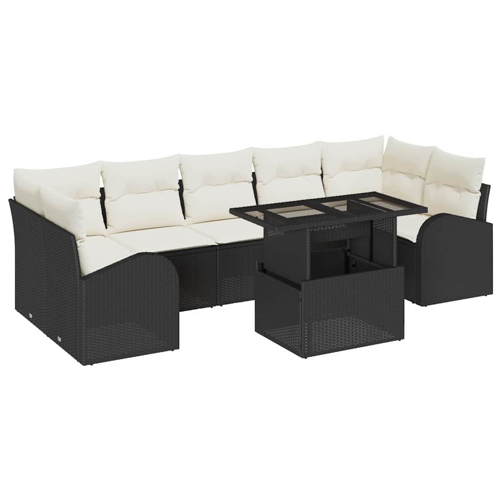 Gartensofa-set 8 stk. Schwarz Poly Rattan