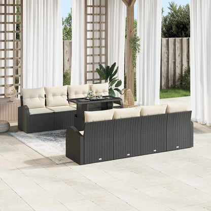 Gartensofa-set 9 stk. Schwarz Poly Rattan
