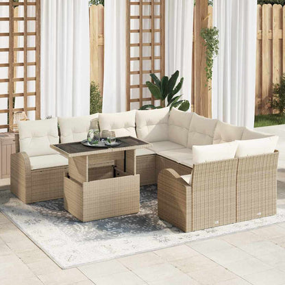 Garten-Sofa-Set 9 stk. Beige [Synthetisch]: Poly Rattan