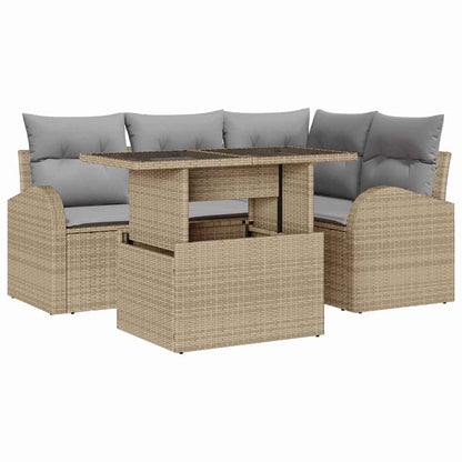 Gartensofa-set 5 stk. 4-Sitzanzahl Beige Poly Rattan