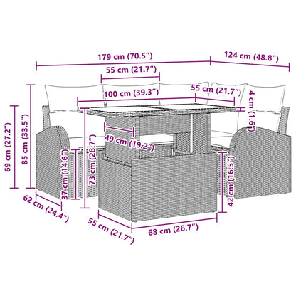 Gartensofa-set 5 stk. 4-Sitzanzahl Beige Poly Rattan
