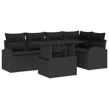 Gartensofa-set 6 stk. 5-Sitzanzahl Schwarz Poly Rattan