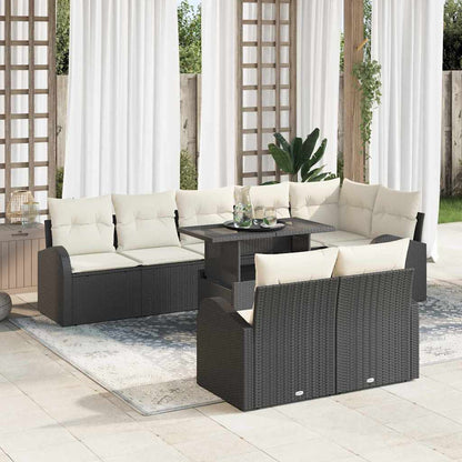 Gartensofa-set 9 stk. Schwarz Poly Rattan