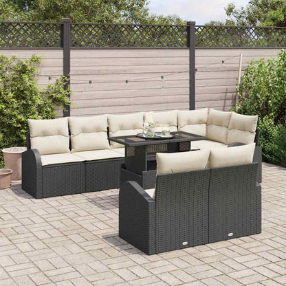 Gartensofa-set 9 stk. Schwarz Poly Rattan