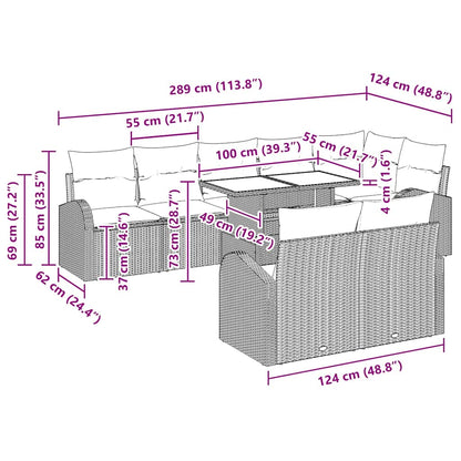 Gartensofa-set 9 stk. Schwarz Poly Rattan