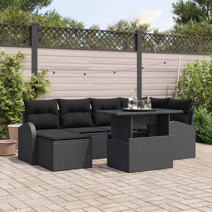 Gartensofa-set 7 stk. Schwarz Poly Rattan
