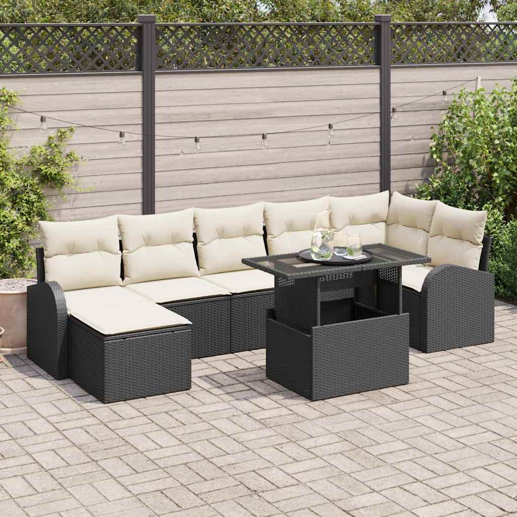 Gartensofa-set 8 stk. Schwarz Poly Rattan
