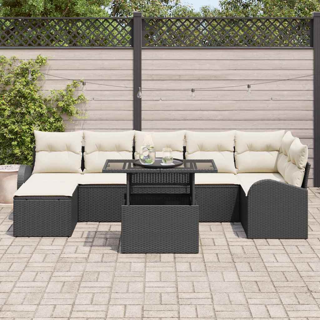Gartensofa-set 8 stk. Schwarz Poly Rattan