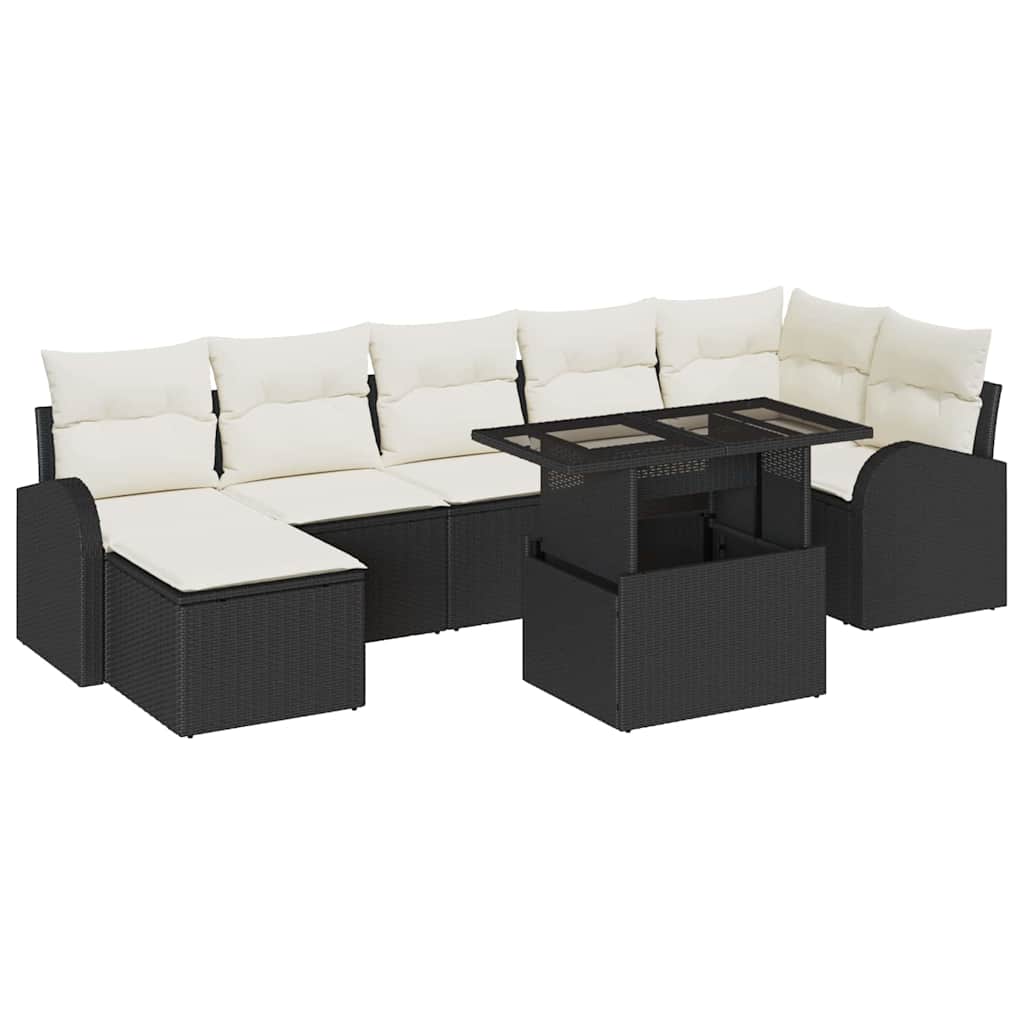 Gartensofa-set 8 stk. Schwarz Poly Rattan