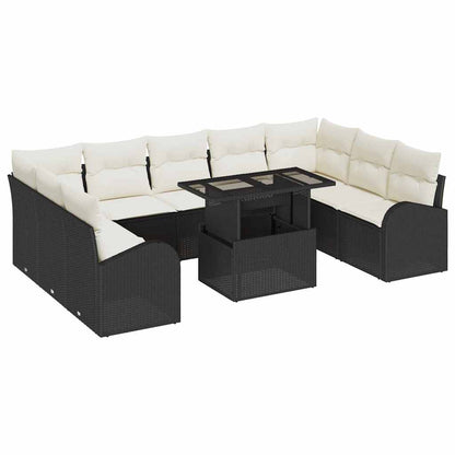 Gartensofa-set 10 stk. Schwarz Poly Rattan