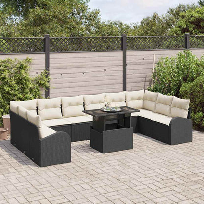 Gartensofa-set 11 stk. Schwarz Poly Rattan