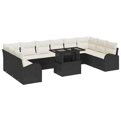 Gartensofa-set 11 stk. Schwarz Poly Rattan