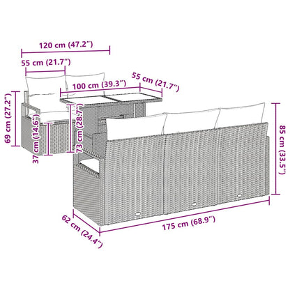 Gartensofa-set 6 stk. Schwarz Poly Rattan