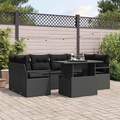 Gartensofa-set 7 stk. Schwarz Poly Rattan