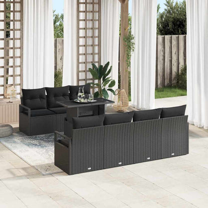 Gartensofa-set 8 stk. Schwarz Poly Rattan