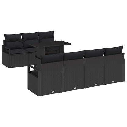 Gartensofa-set 8 stk. Schwarz Poly Rattan