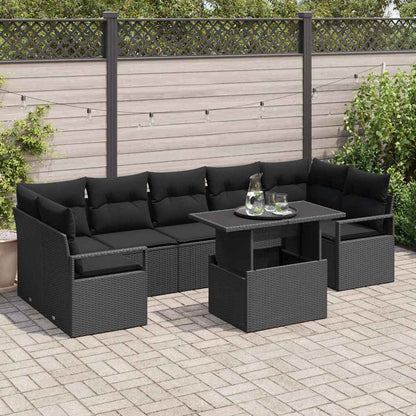 Gartensofa-set 8 stk. Schwarz Poly Rattan