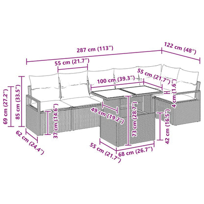 Gartensofa-set 7 stk. Schwarz Poly Rattan
