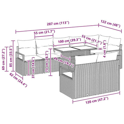 Gartensofa-set 9 stk. Schwarz Poly Rattan