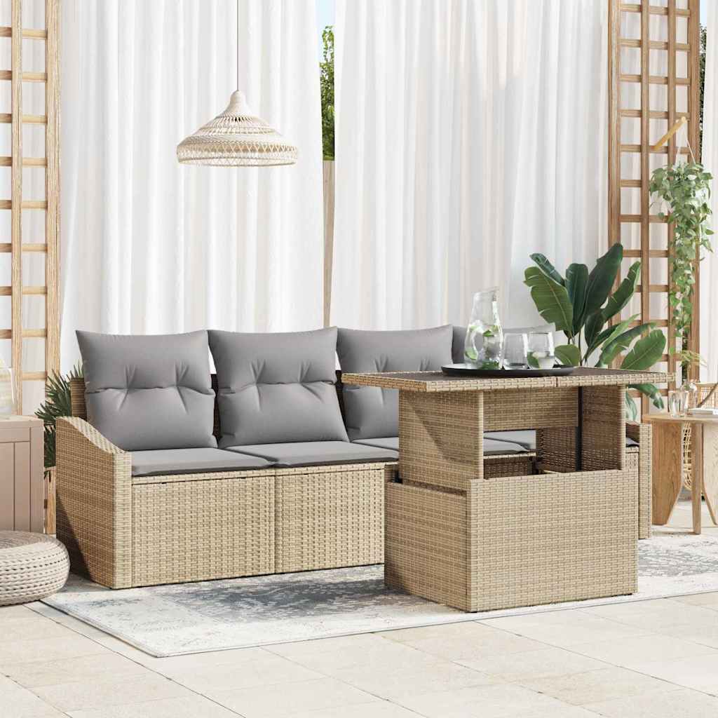 Garten-Sofa-Set 5 stk. Beige Poly-Rattan