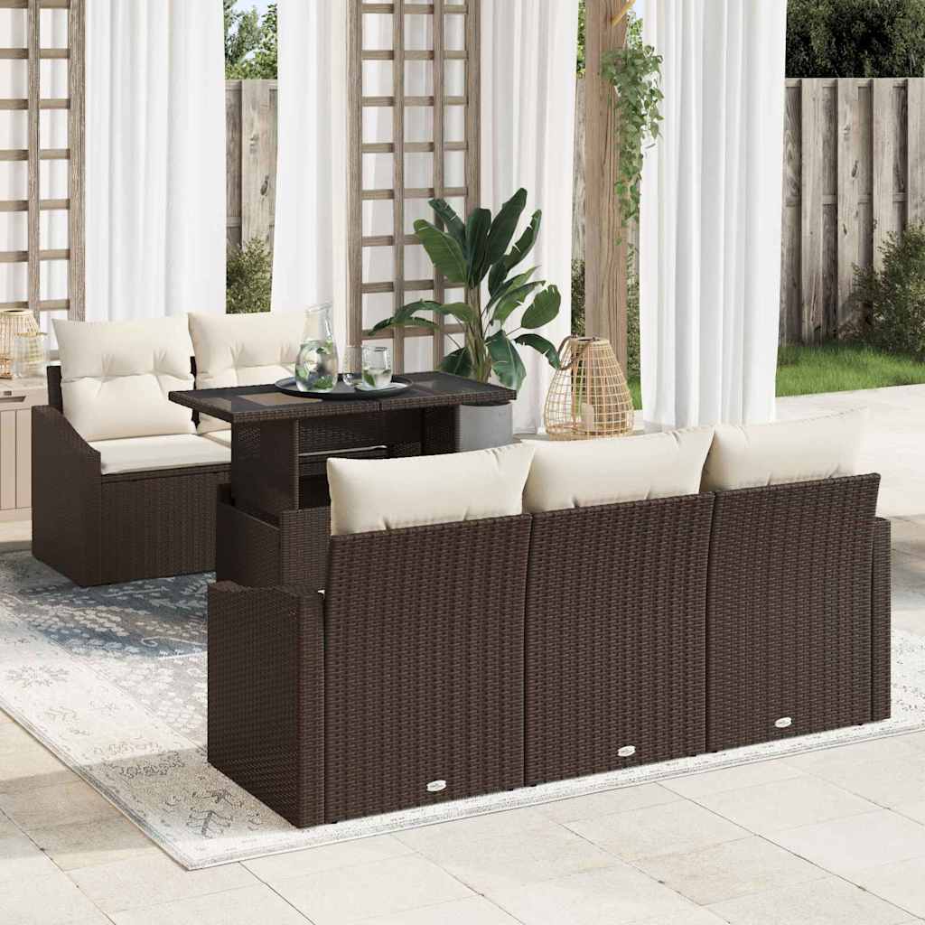 Garten-Sofa-Set 6 stk. Braun Poly-Rattan