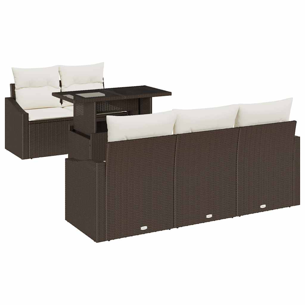 Garten-Sofa-Set 6 stk. Braun Poly-Rattan
