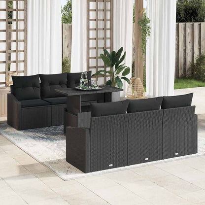 Garten-Sofa-Set 7 stk. Schwarz Poly-Rattan
