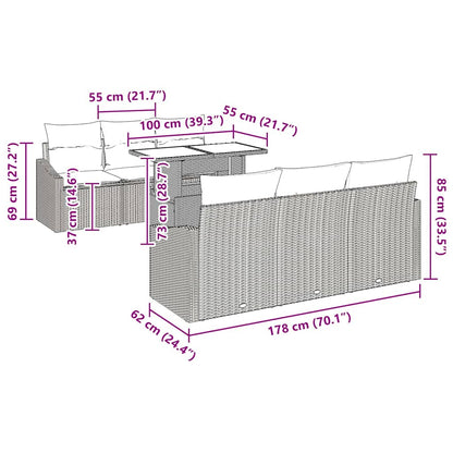 Garten-Sofa-Set 7 stk. Schwarz Poly-Rattan