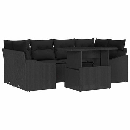 Garten-Sofa-Set 7 stk. Schwarz Poly-Rattan
