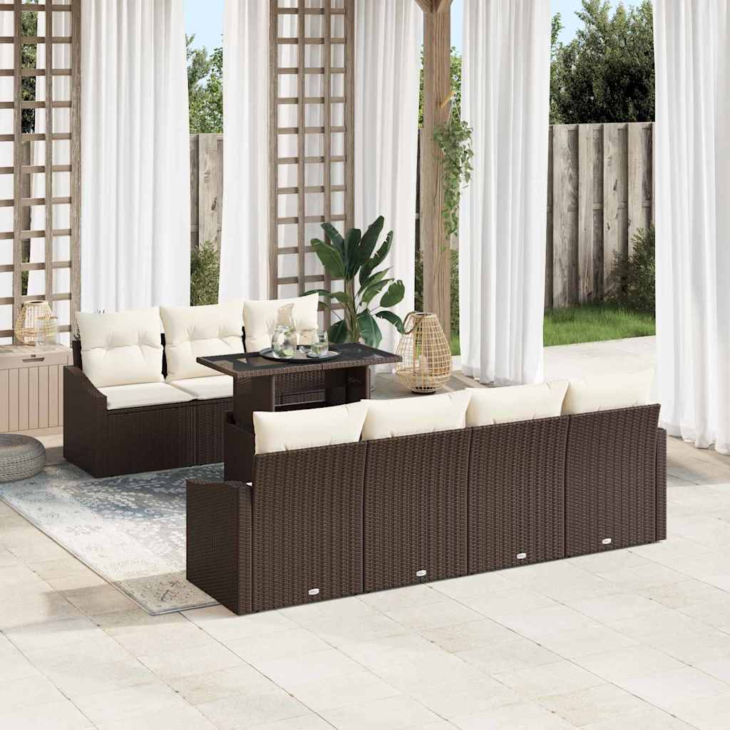 Garten-Sofa-Set 8 stk. Braun Poly-Rattan