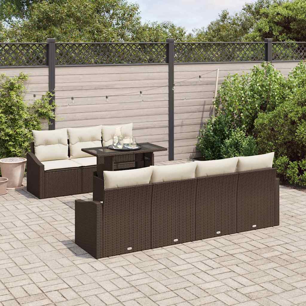 Garten-Sofa-Set 8 stk. Braun Poly-Rattan