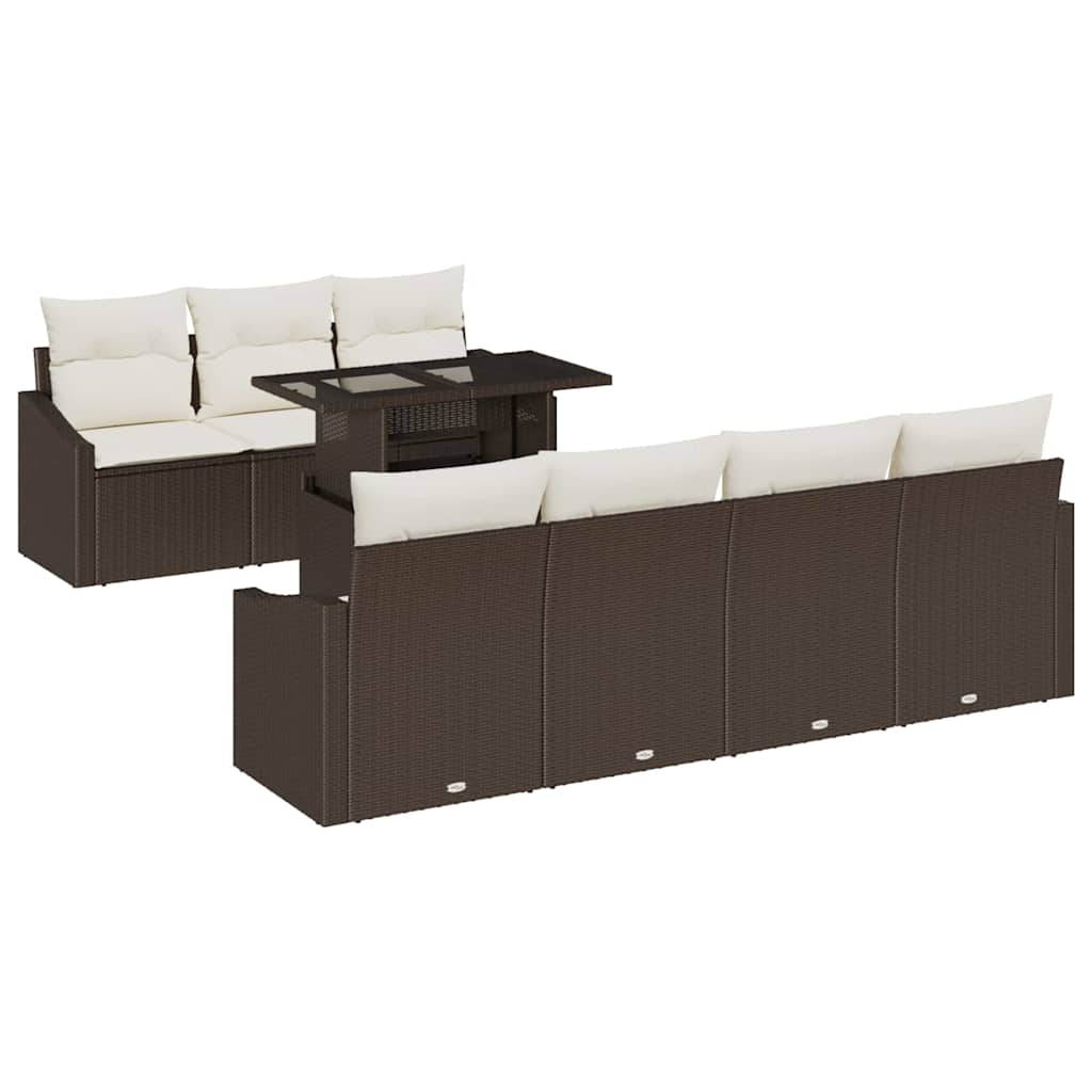 Garten-Sofa-Set 8 stk. Braun Poly-Rattan