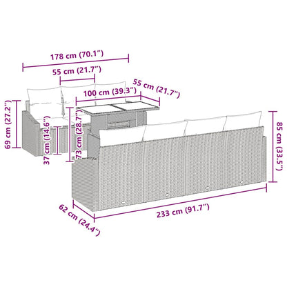 Garten-Sofa-Set 8 stk. Schwarz Poly-Rattan