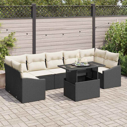 Garten-Sofa-Set 8 stk. Schwarz Poly-Rattan