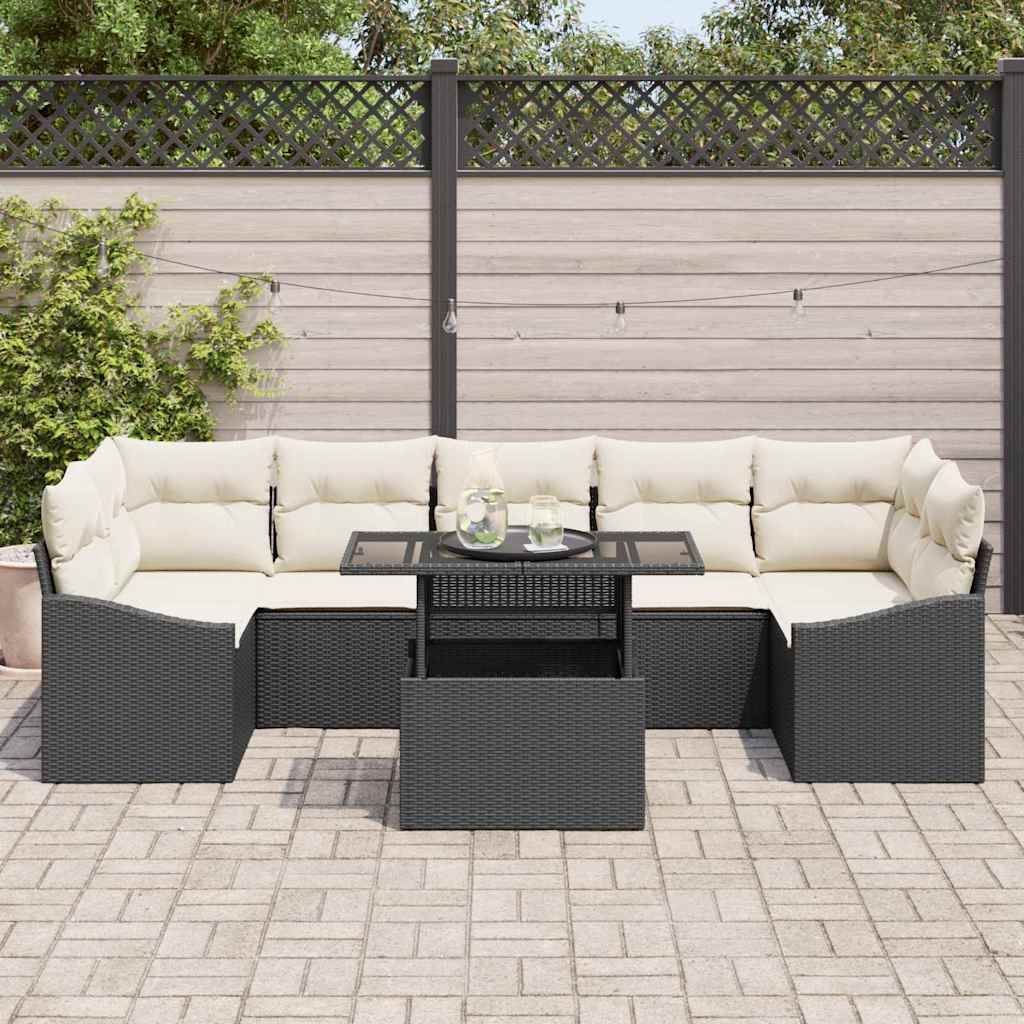 Garten-Sofa-Set 8 stk. Schwarz Poly-Rattan