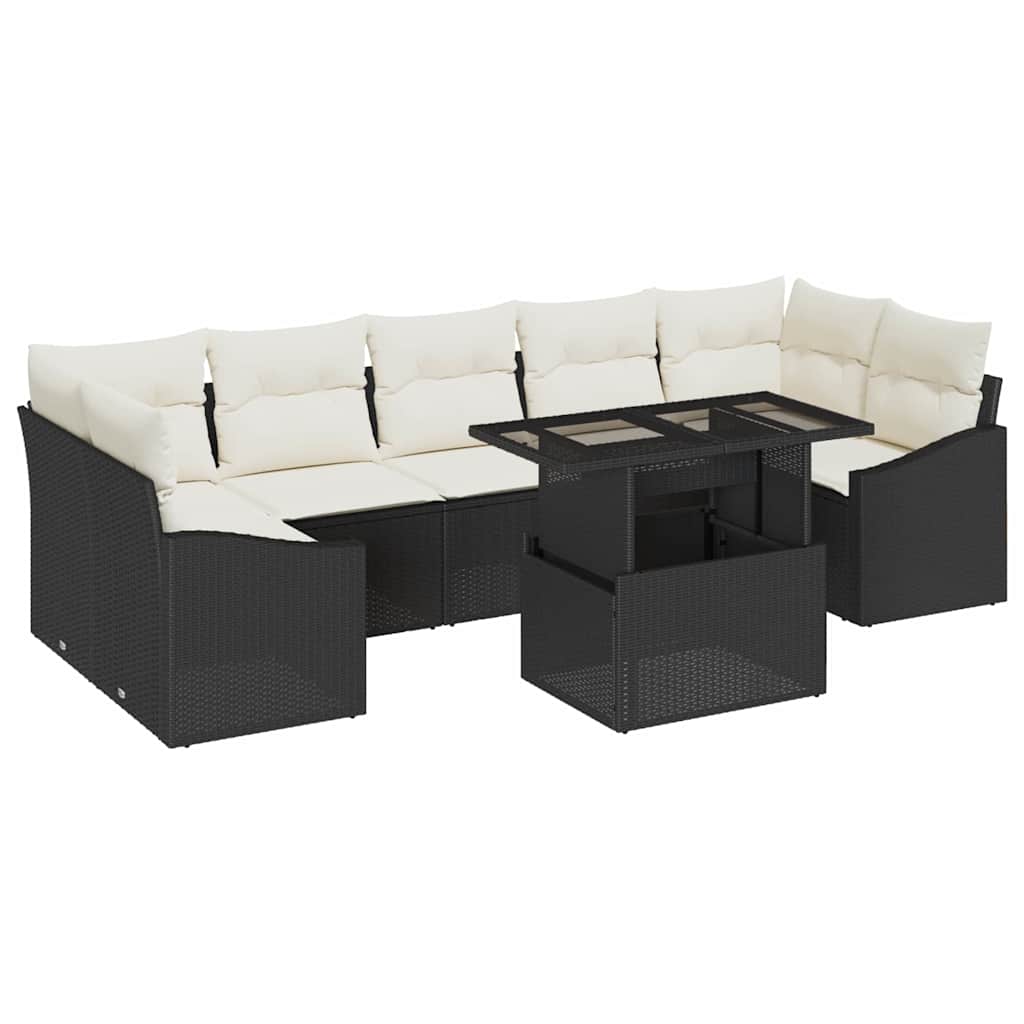 Garten-Sofa-Set 8 stk. Schwarz Poly-Rattan