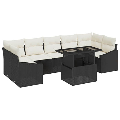 Garten-Sofa-Set 8 stk. Schwarz Poly-Rattan
