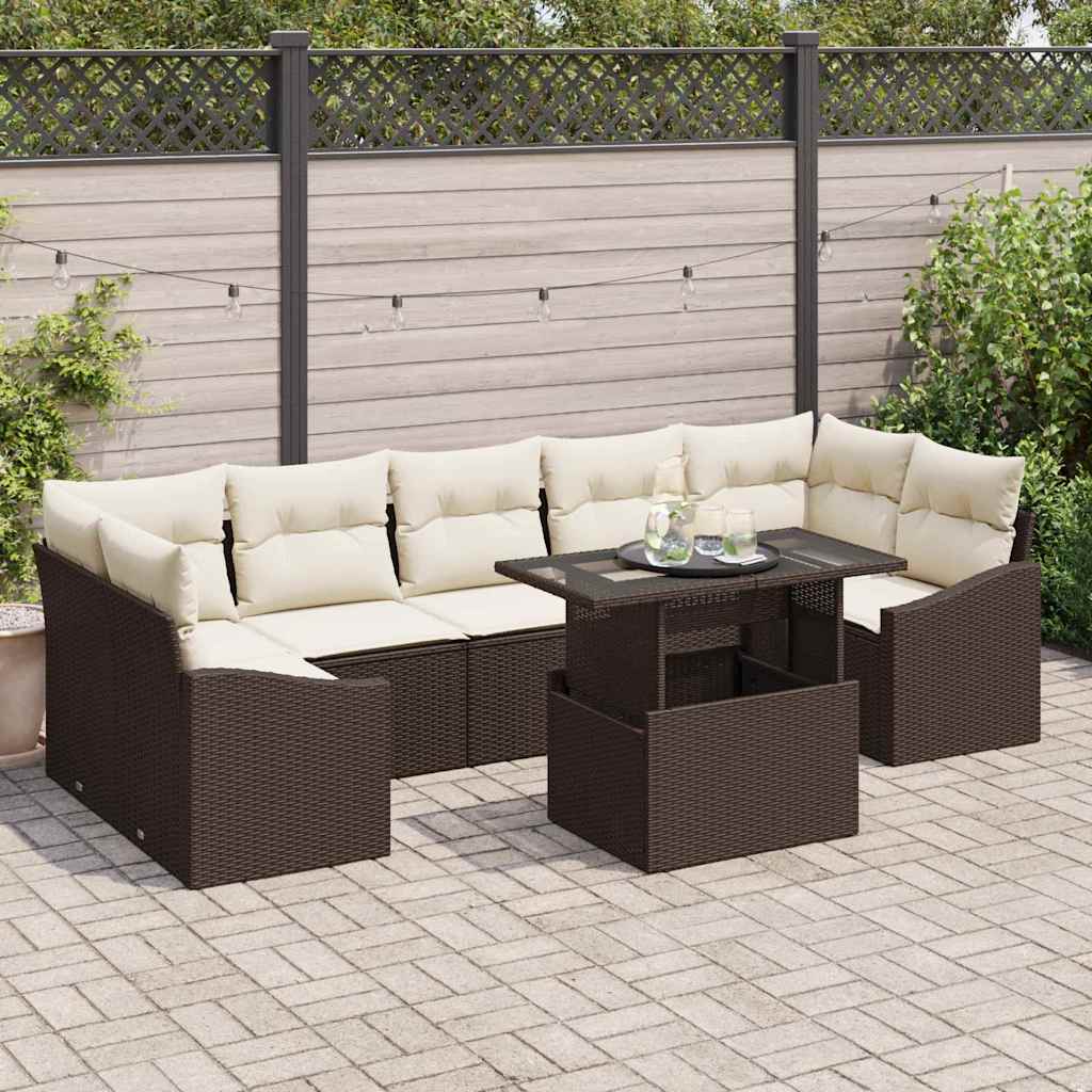 Garten-Sofa-Set 8 stk. Braun Poly-Rattan