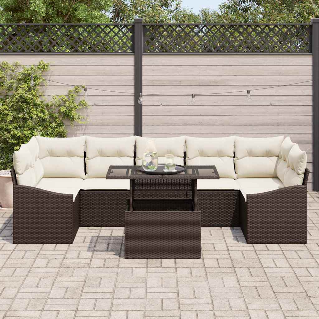 Garten-Sofa-Set 8 stk. Braun Poly-Rattan