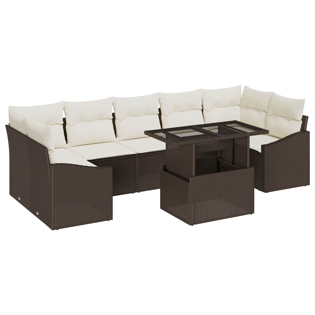 Garten-Sofa-Set 8 stk. Braun Poly-Rattan