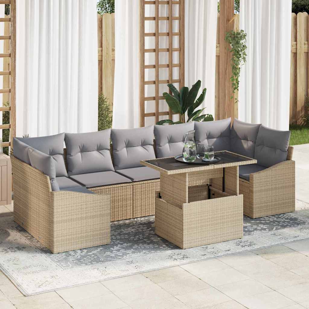 Garten-Sofa-Set 8 stk. Beige Poly-Rattan