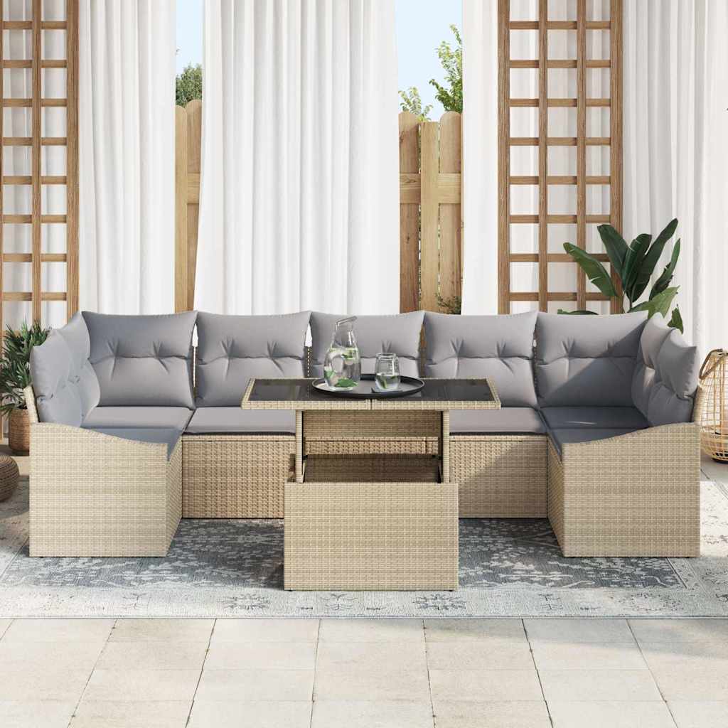 Garten-Sofa-Set 8 stk. Beige Poly-Rattan