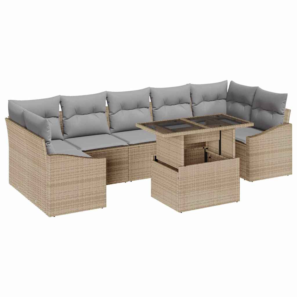 Garten-Sofa-Set 8 stk. Beige Poly-Rattan