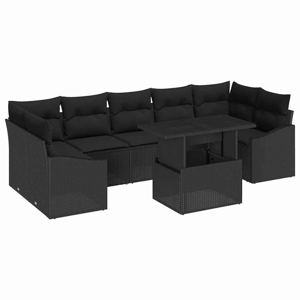Garten-Sofa-Set 8 stk. Schwarz Poly-Rattan