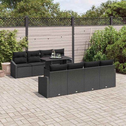 Garten-Sofa-Set 9 stk. Schwarz Poly-Rattan
