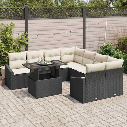 Garten-Sofa-Set 9 stk. Schwarz Poly-Rattan