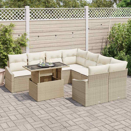 Garten-Sofa-Set 9 stk. Beige Poly-Rattan