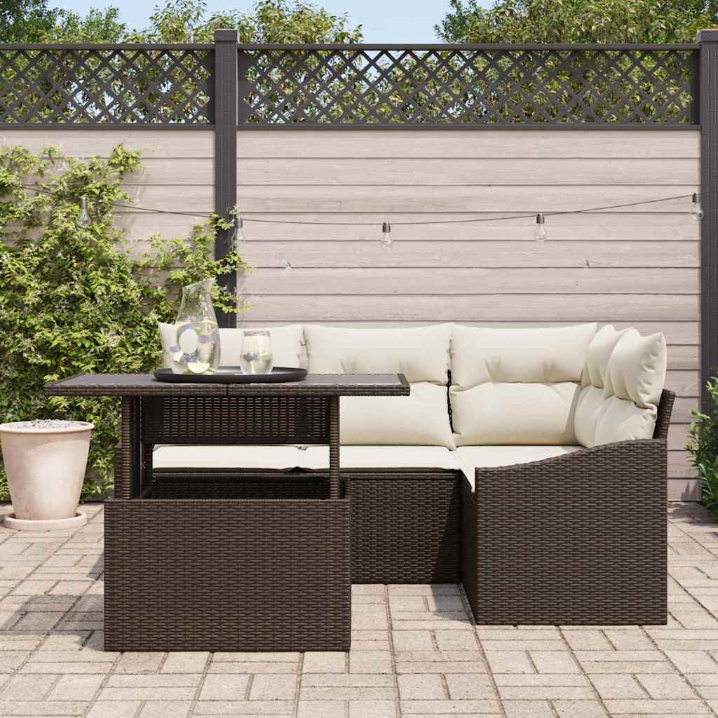 Garten-Sofa-Set 5 stk. Braun und Creme