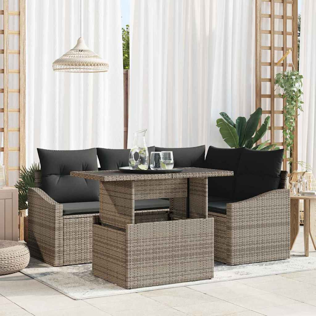 Garten-Sofa-Set 5 stk. Grau