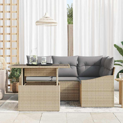 Garten-Sofa-Set 5 stk. Beige und Hellgrau